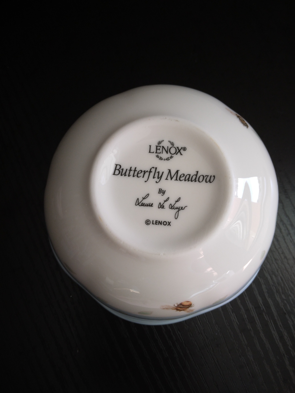 Lenox Porcelain Butterfly Meadow 4.75" Dessert Bowl Blue and White - Picture 8 of 9